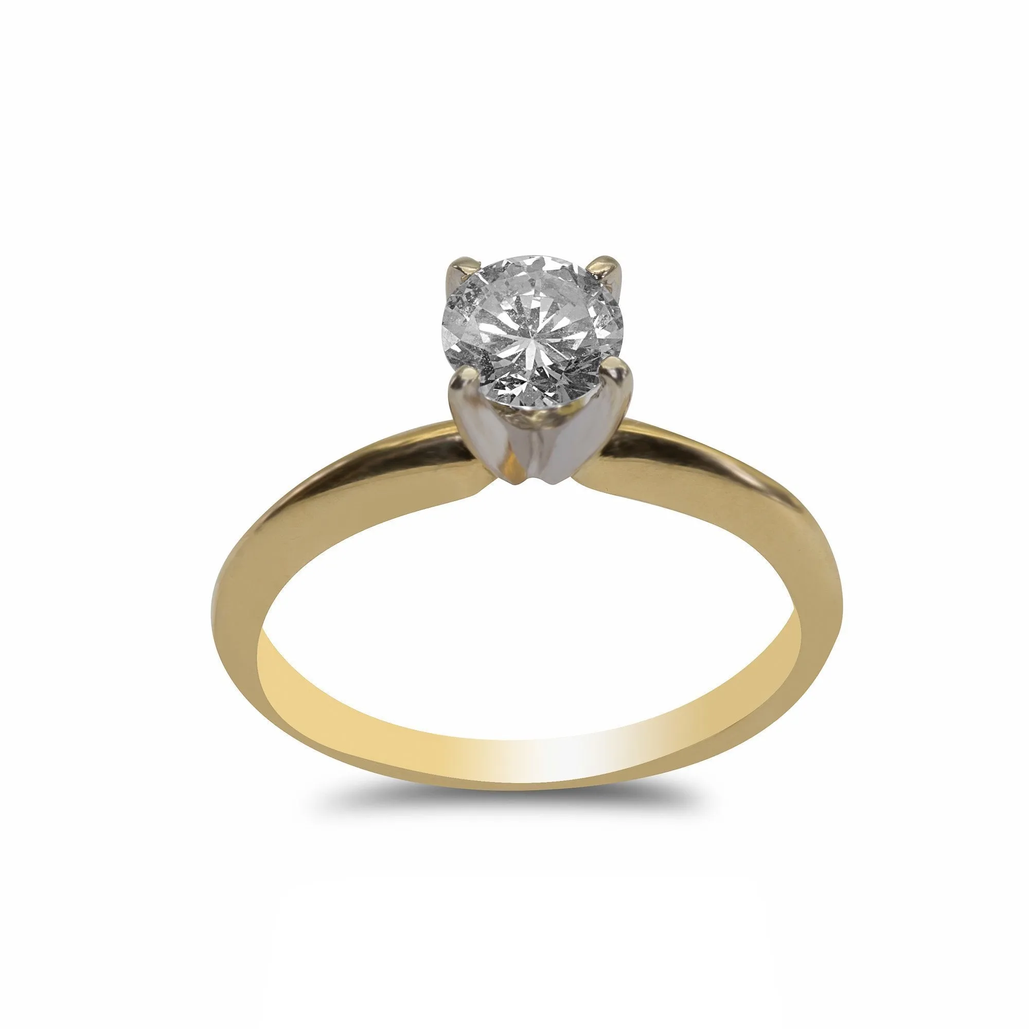0.5CT Solitaire Diamond Ring Set in 18K Yellow Gold