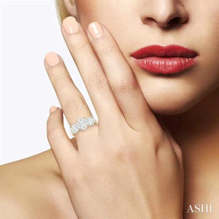 1 1/2 Ctw Lovebright Round Cut Diamond Ring in 14K Yellow and White Gold
