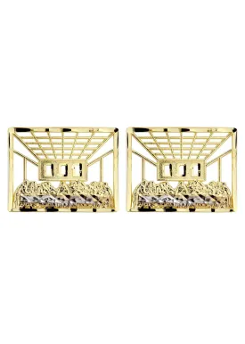 10K Last Supper Gold Earrings For Men | Appx 3/4 Inches Wide