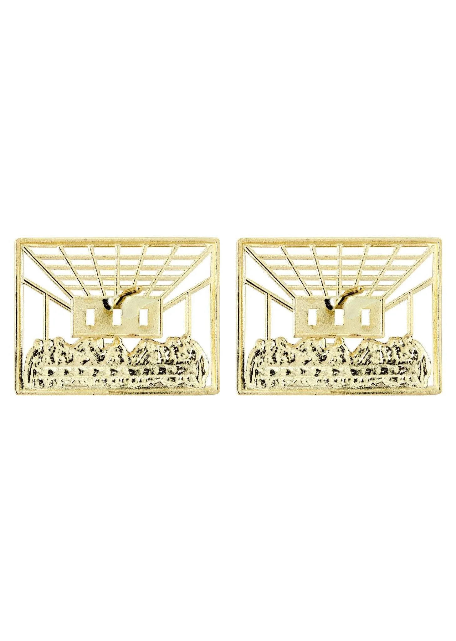 10K Last Supper Gold Earrings For Men | Appx 3/4 Inches Wide