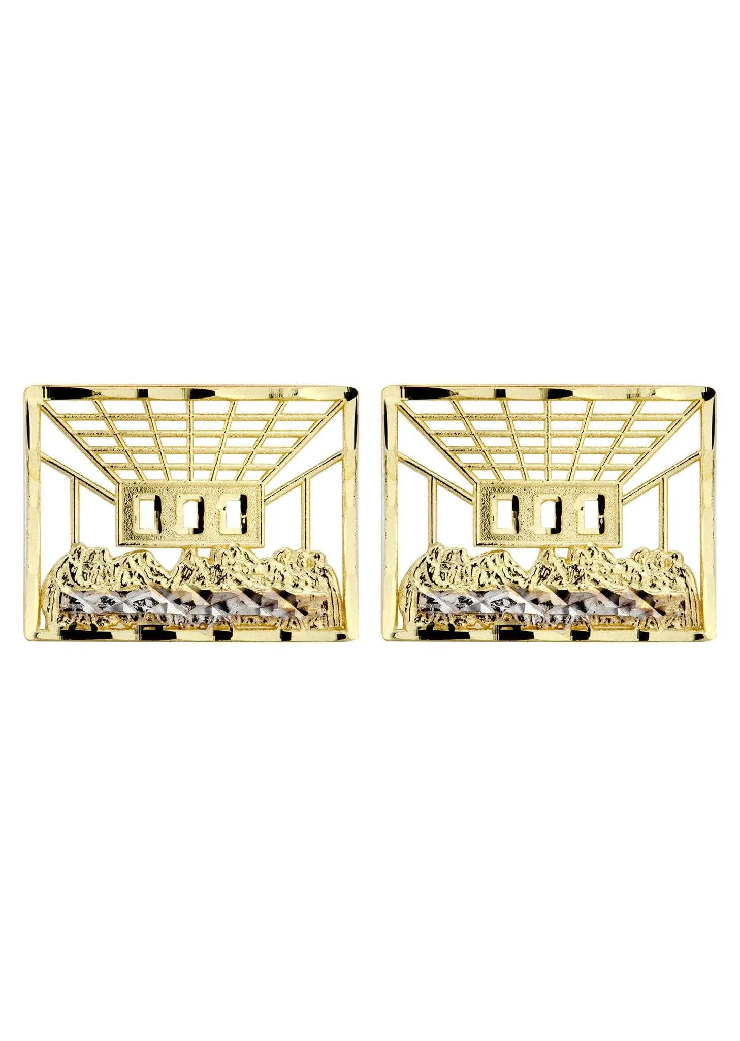 10K Last Supper Gold Earrings For Men | Appx 3/4 Inches Wide