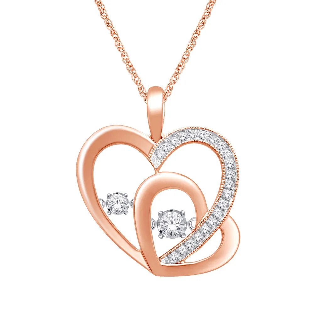 10K White Gold 1/4 Ct.Tw. Moving Diamond Heart Pendant