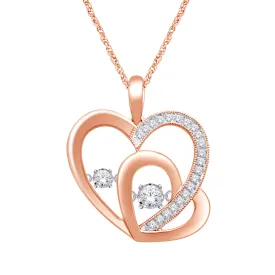 10K White Gold 1/4 Ct.Tw. Moving Diamond Heart Pendant