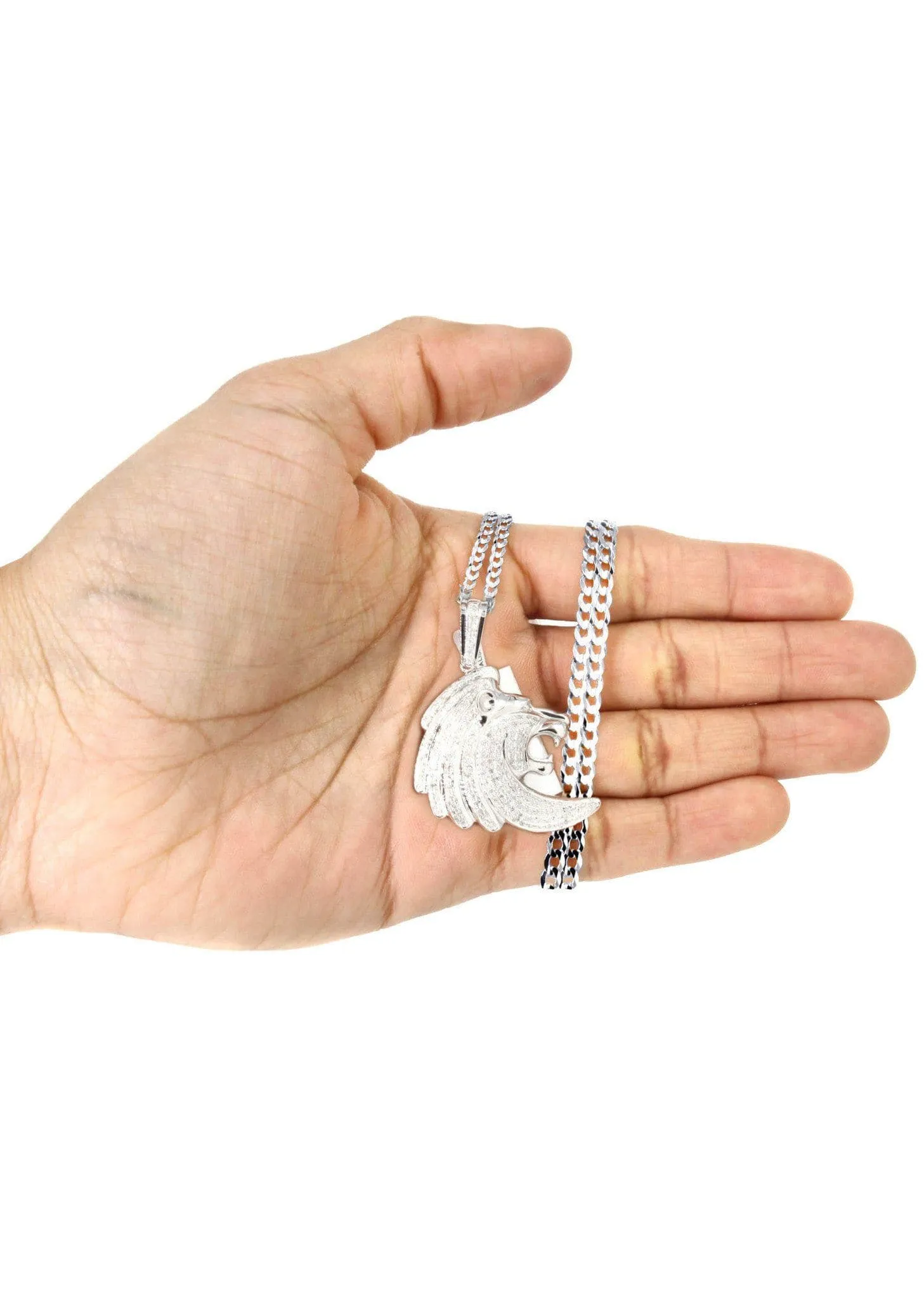 10K White Gold Lion Head Diamond Necklace  | 0.79 Carats