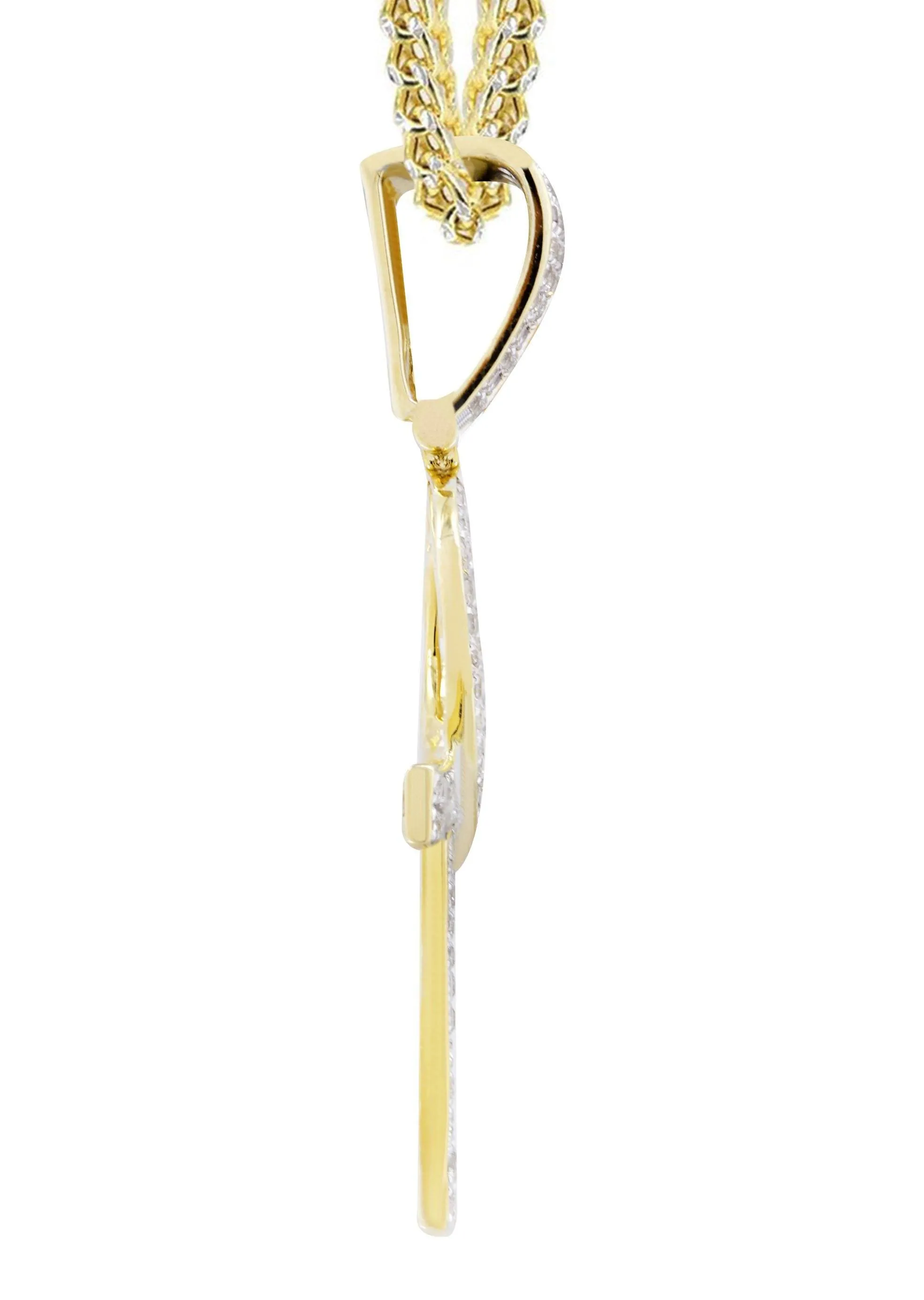 10K Yellow Gold Ankh Diamond Necklace  | 0.93 Carats