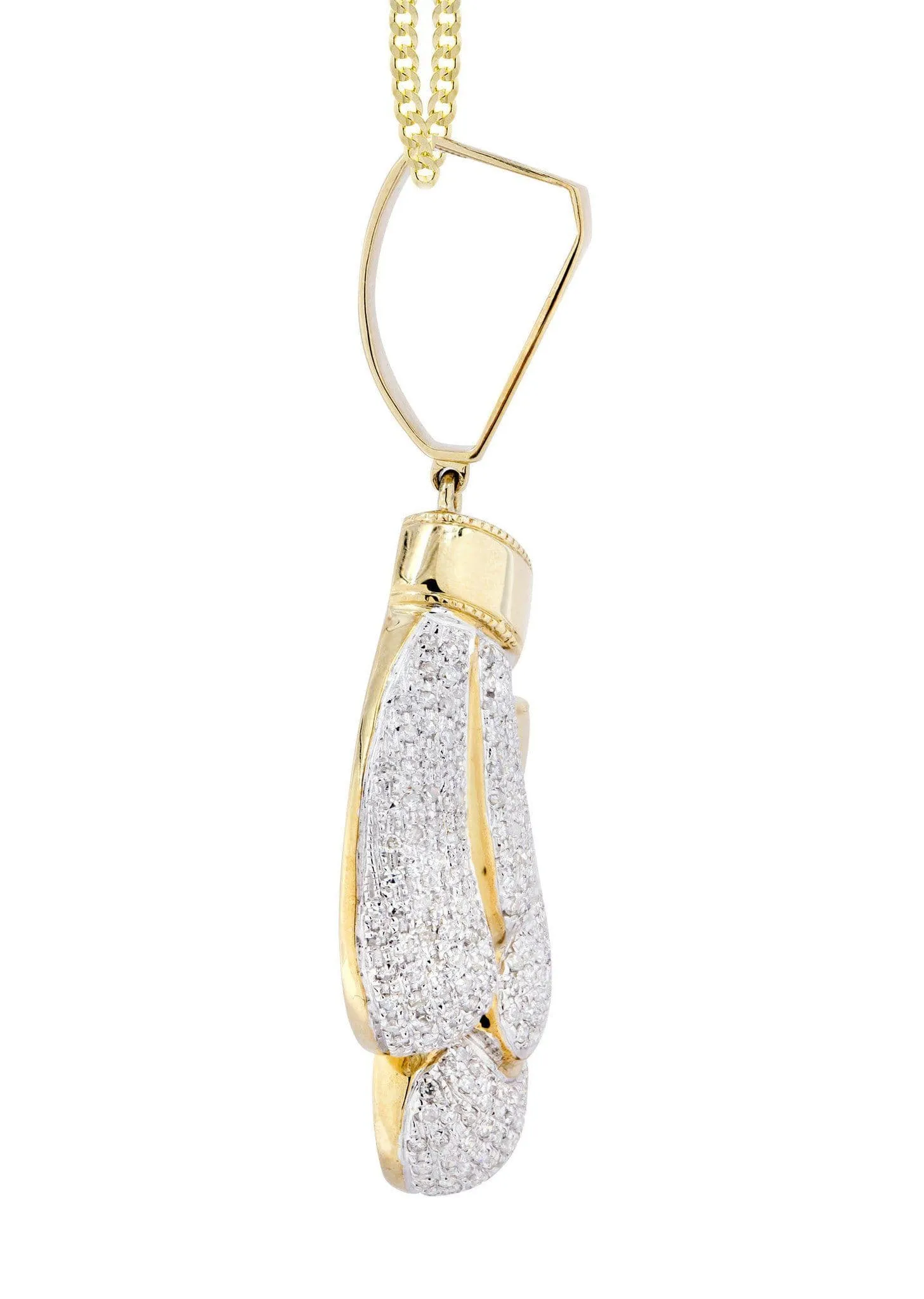 10K Yellow Gold Boxing Glove Diamond Necklace  | 1.47 Carats