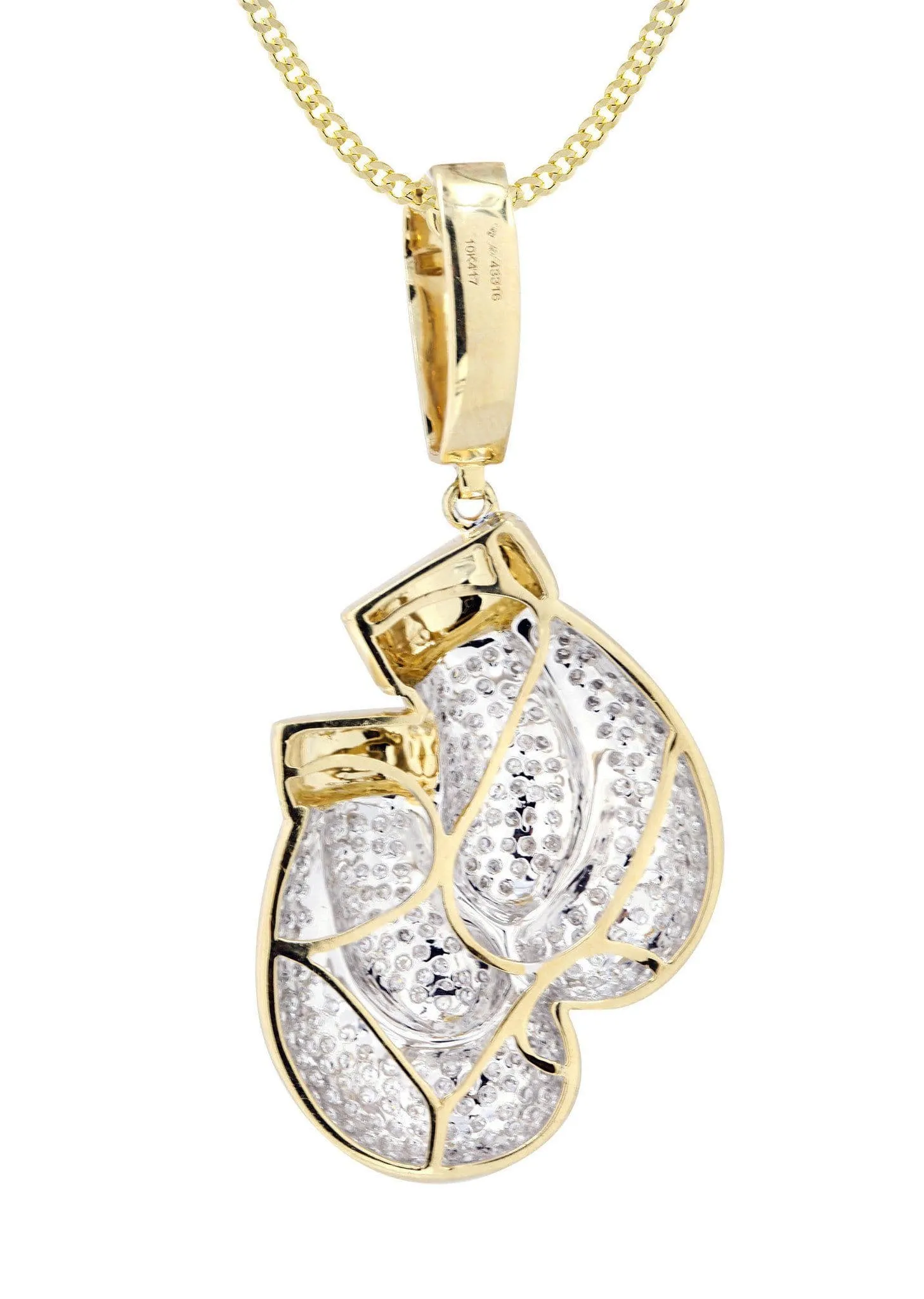 10K Yellow Gold Boxing Glove Diamond Necklace  | 1.47 Carats