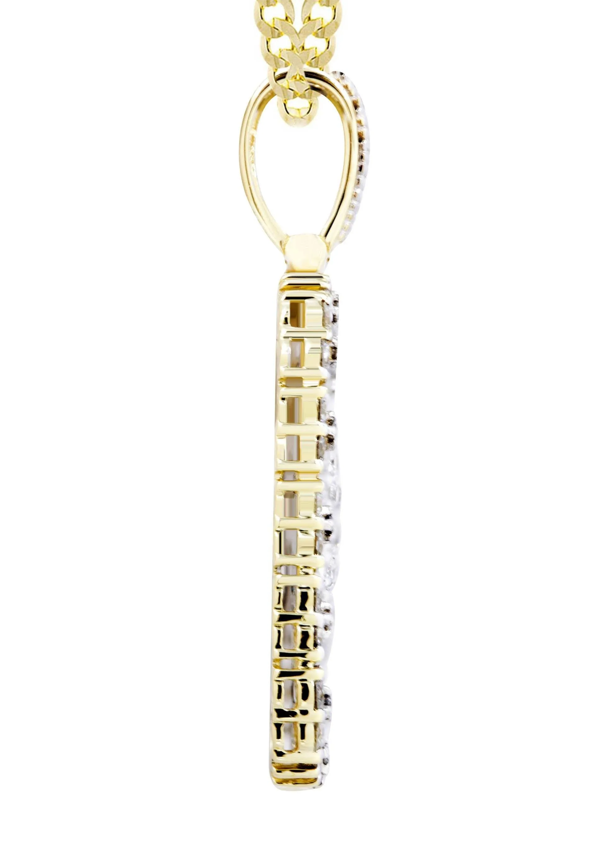 10K Yellow Gold Dog Tag Diamond Necklace  | 2.73 Carats