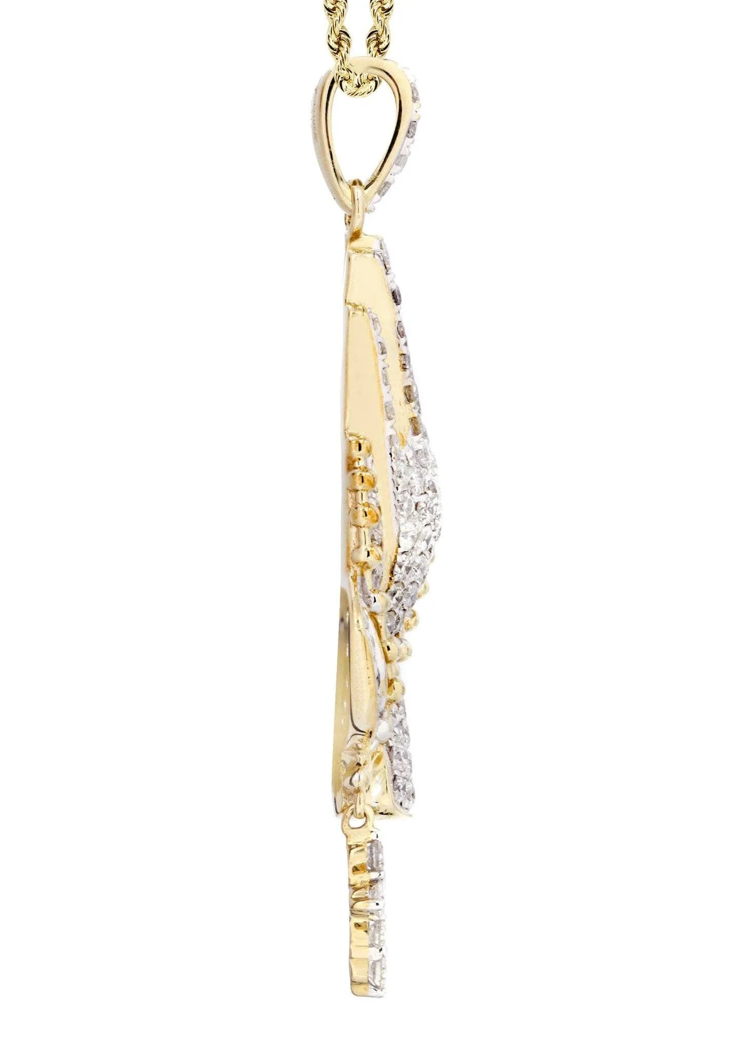 10K Yellow Gold Praying Hands Diamond Necklace  | 5 Carats