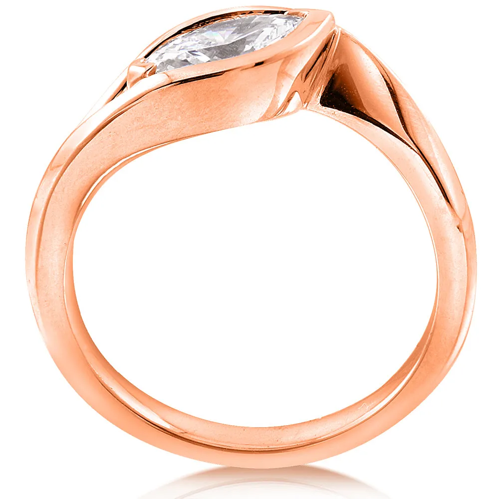 1/2ct Marquise Diamond Asymmetric Ring
