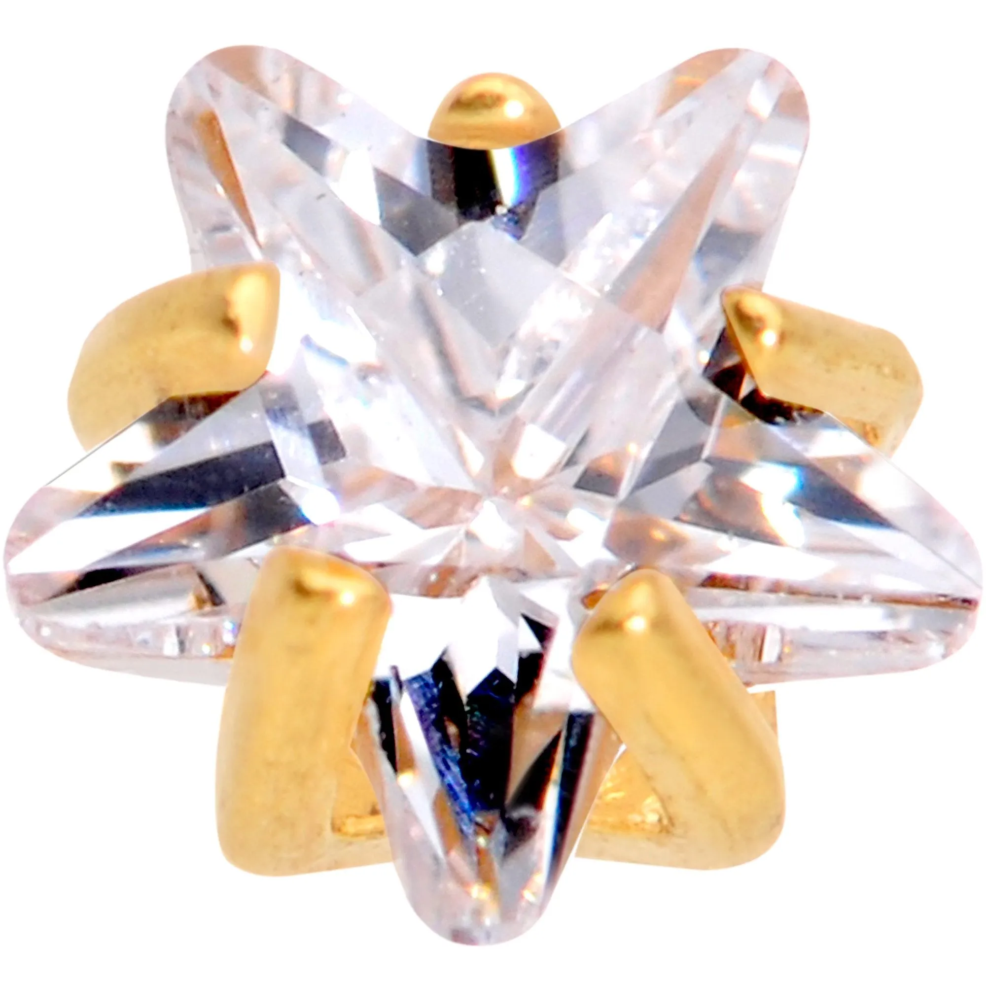 1/4 Clear Star CZ Gem Gold PVD Internally Threaded Labret Monroe