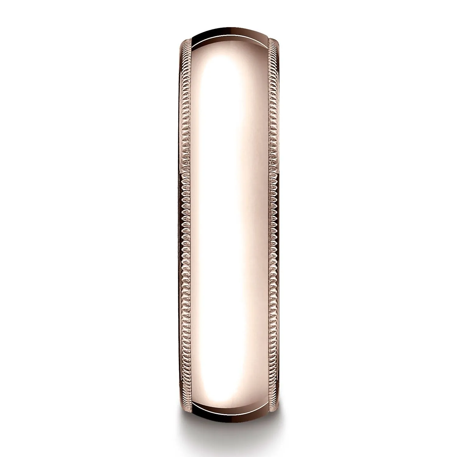 14k Rose Gold 6mm Slightly Domed Traditional Oval Ring With Milgrain