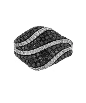 14k White Gold 1.12 Ct Black and 0.29 Ct White Diamond Ring