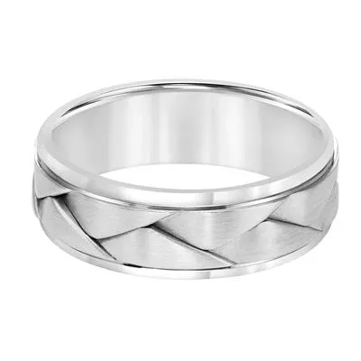 14k White Gold 7mm Woven Band, size 10