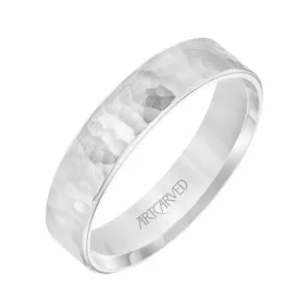 14k White Gold Carved Band 5mm Wide, Size 10.0