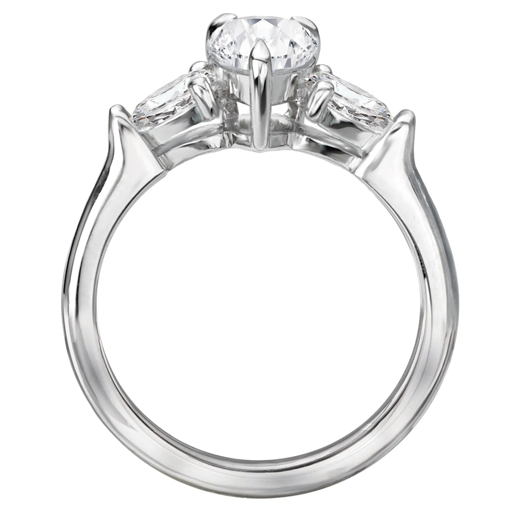 14KT GOLD 1 1/2 CTW PEAR DIAMOND 3 STONE RING