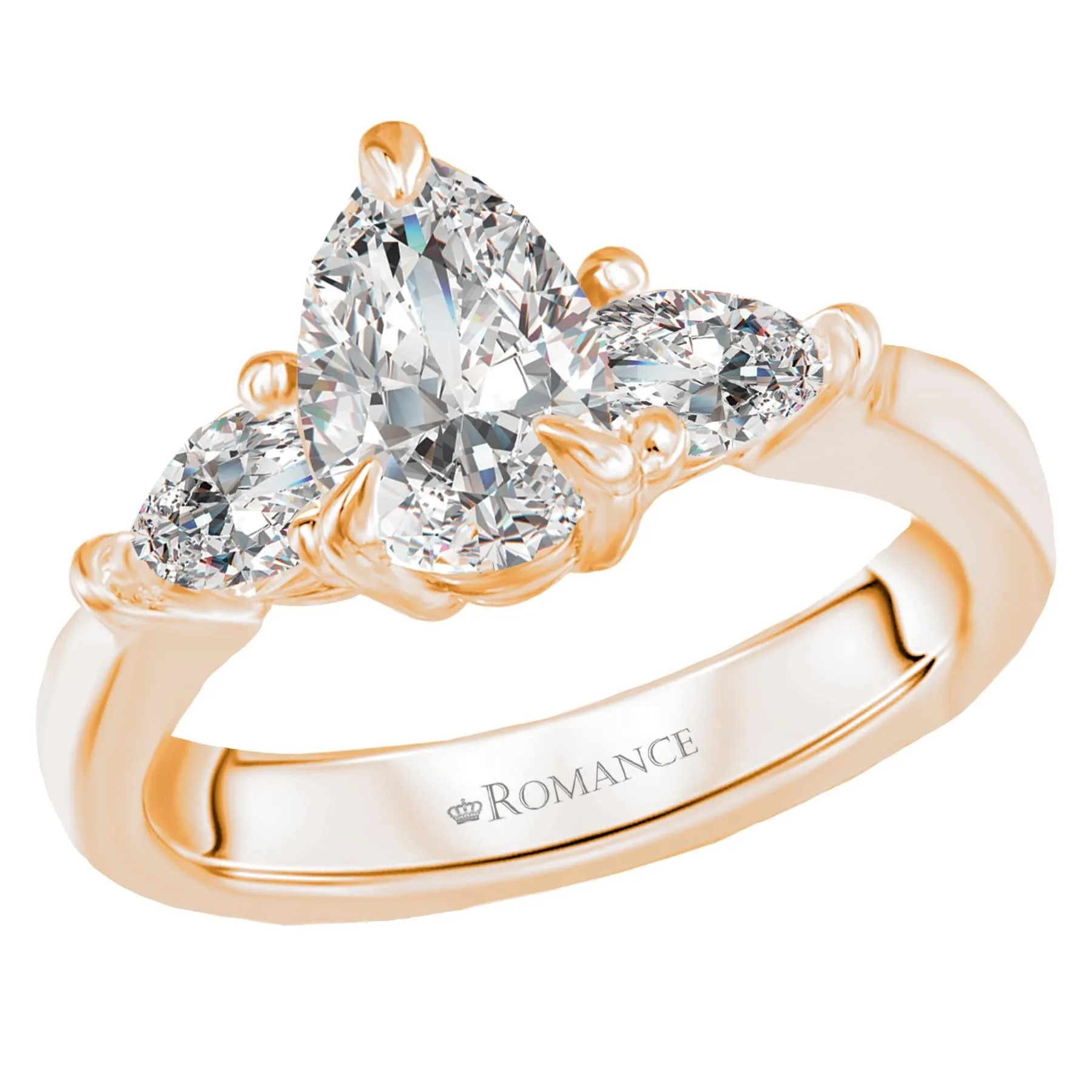 14KT GOLD 1 1/2 CTW PEAR DIAMOND 3 STONE RING