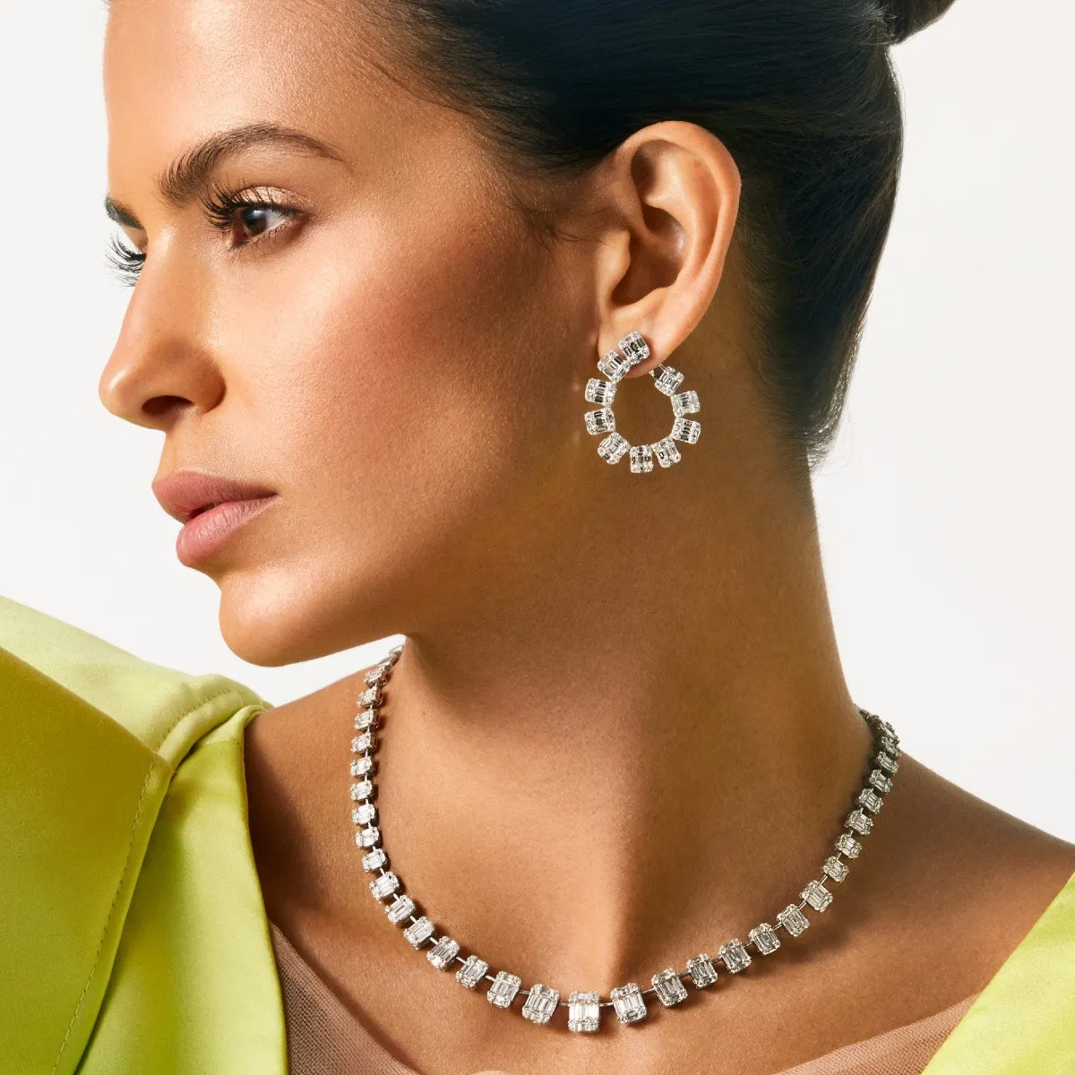 14KT White Gold Baguette Diamond Astor Necklace
