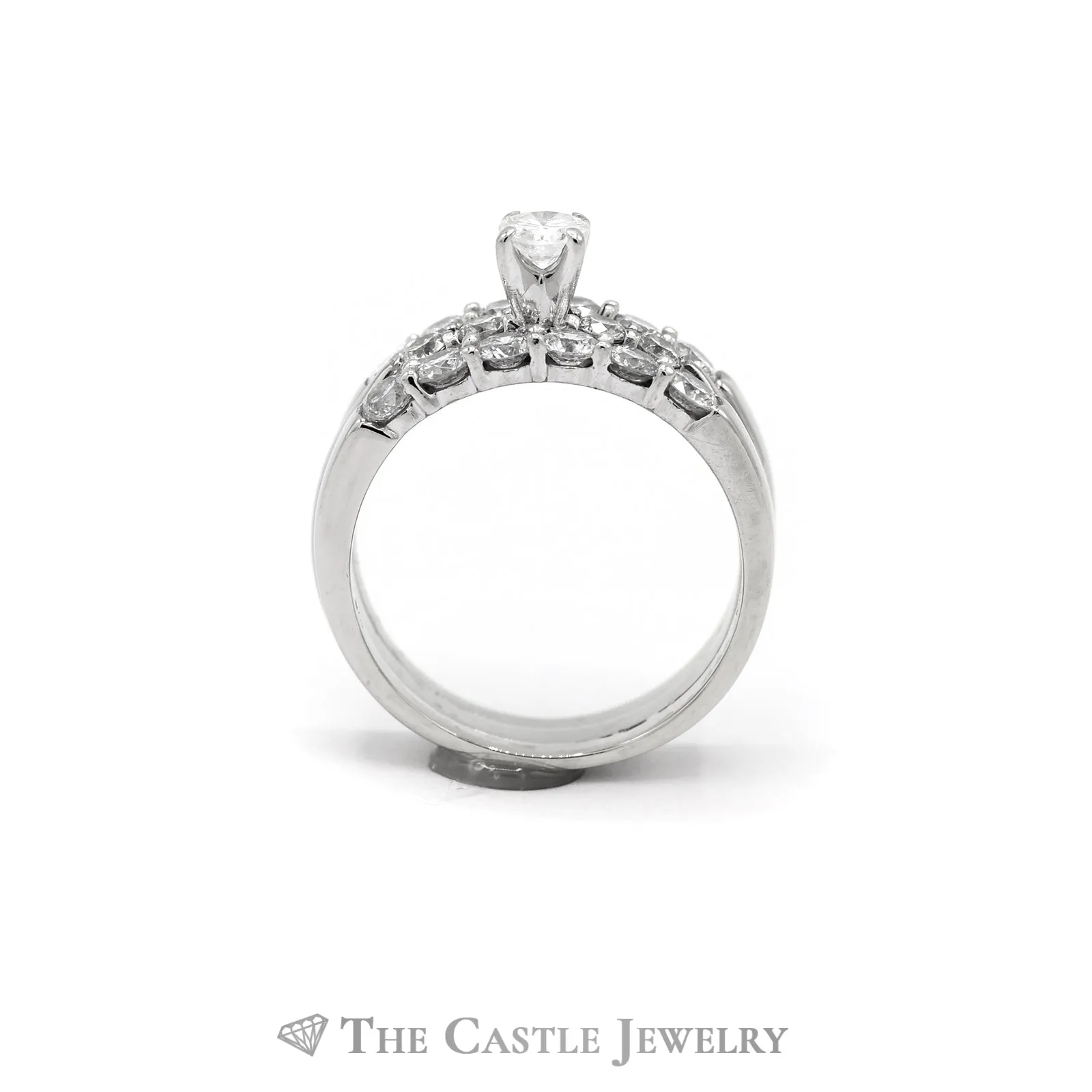 1.5cttw Round Diamond Soldered 3 Piece Bridal in 10k White Gold