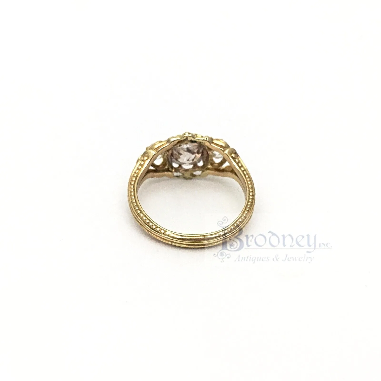18 Kt Gold and Three Old Mine Cut Diamond Engagement Ring