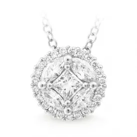 18CT White Gold Diamond Claw Bead Set Diamond Pendant