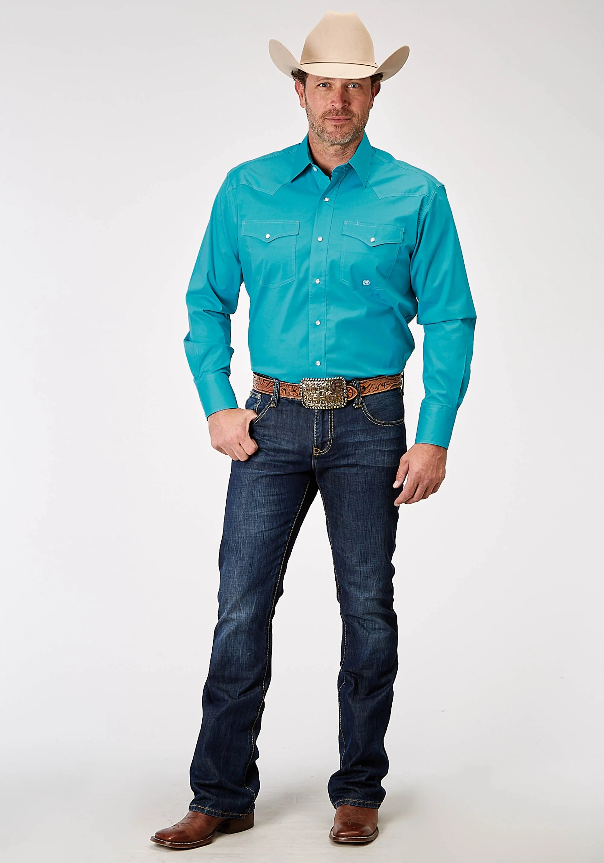 1943 SOLID POPLIN STRETCH - TURQUOISE