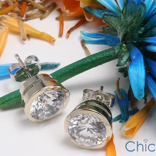 2 Ct Bezel Set Cubic Zirconia CZ Earrings