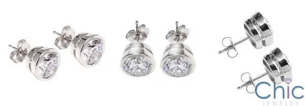 2 Ct Bezel Set Cubic Zirconia CZ Earrings