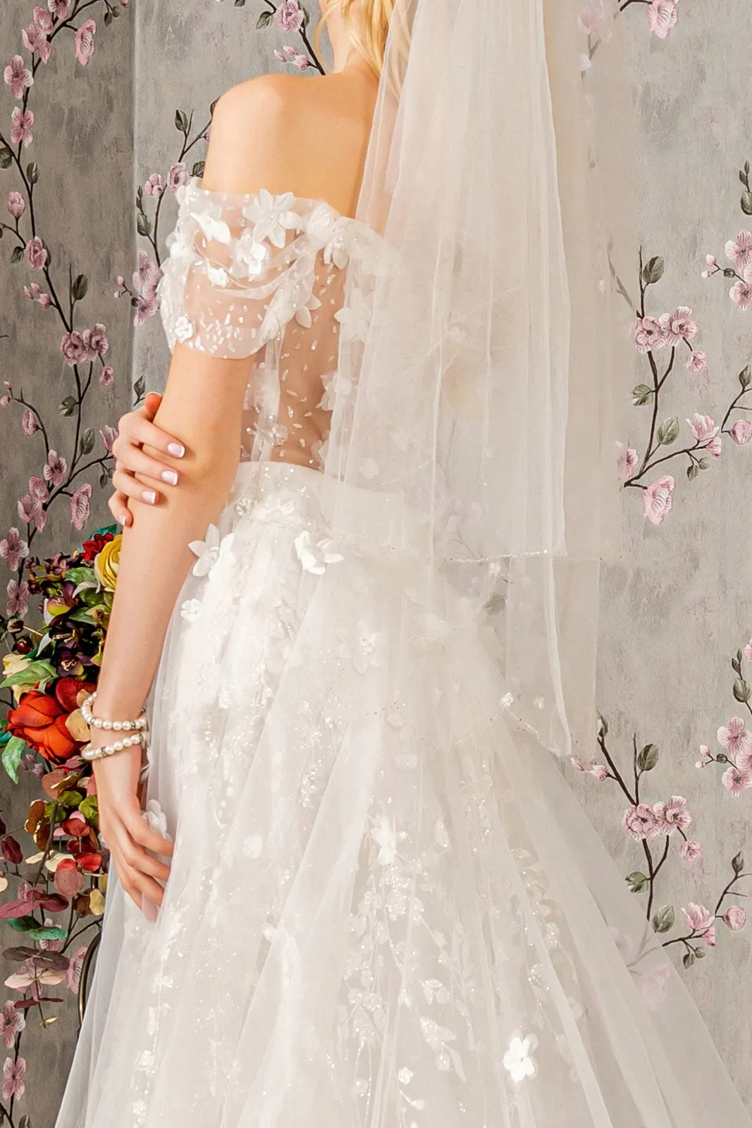 3D Floral Off Shoulder Wedding Gown by GLS Gloria GL3423 - Outlet