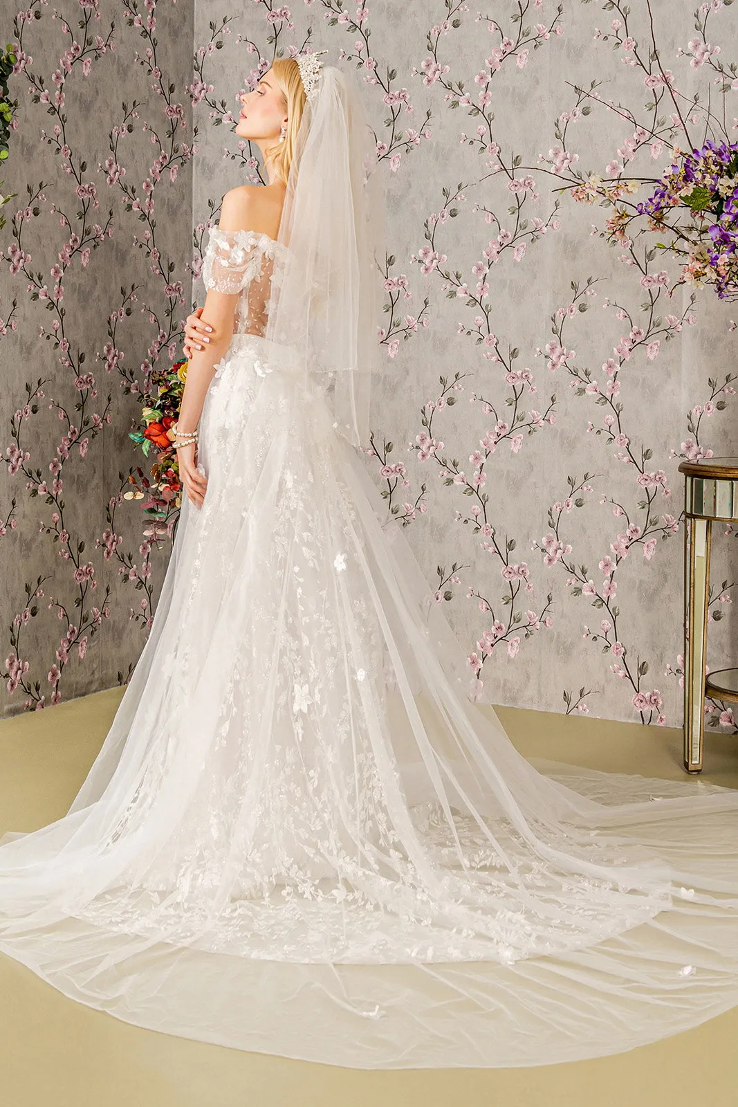 3D Floral Off Shoulder Wedding Gown by GLS Gloria GL3423 - Outlet