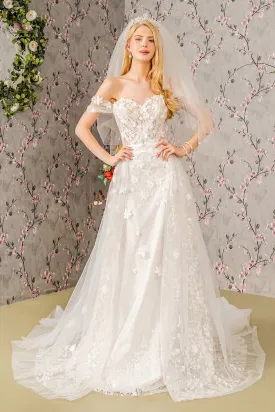 3D Floral Off Shoulder Wedding Gown by GLS Gloria GL3423 - Outlet