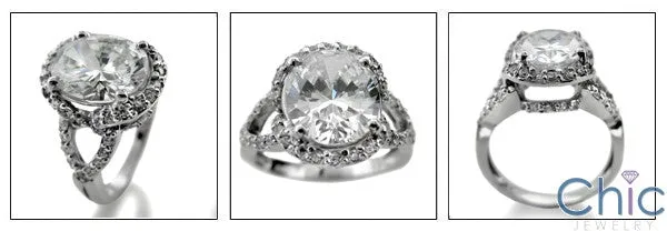 4 Carat Oval Cubic Zirconia Pave Halo Cz Engagement 14k Gold Ring