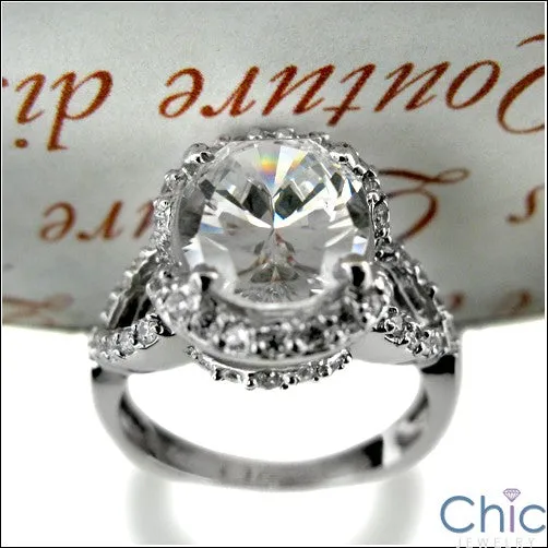 4 Carat Oval Cubic Zirconia Pave Halo Cz Engagement 14k Gold Ring
