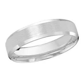 5MM White Gold Carved Satin Wedding Band