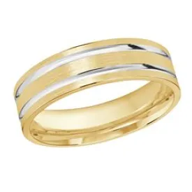 6MM Yellow/White Gold Carved Satin Wedding Band