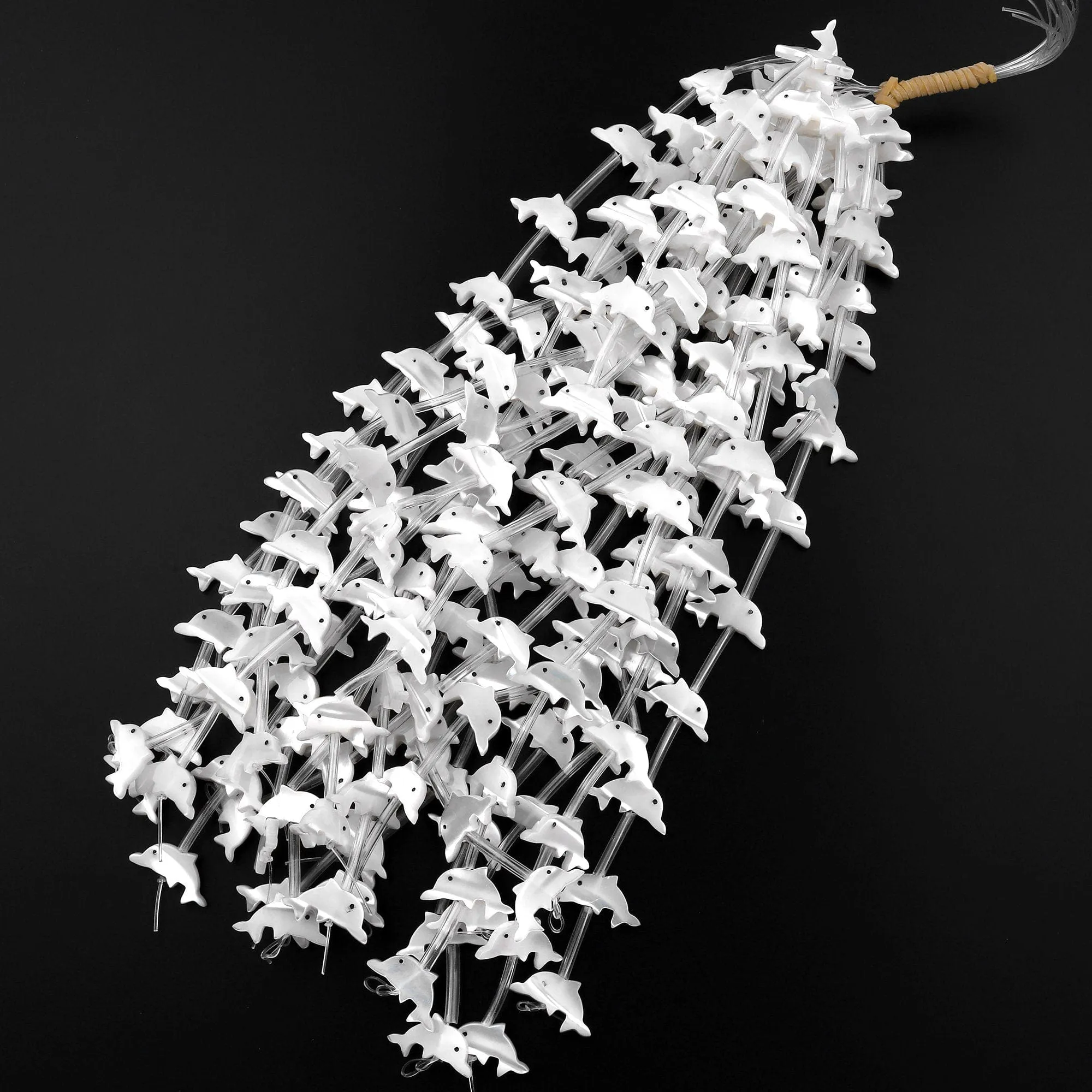 AAA Iridescent Carved Natural White Mother of Pearl Shell Dolphin Beads 18mm Choose from 5pcs, 10pcs