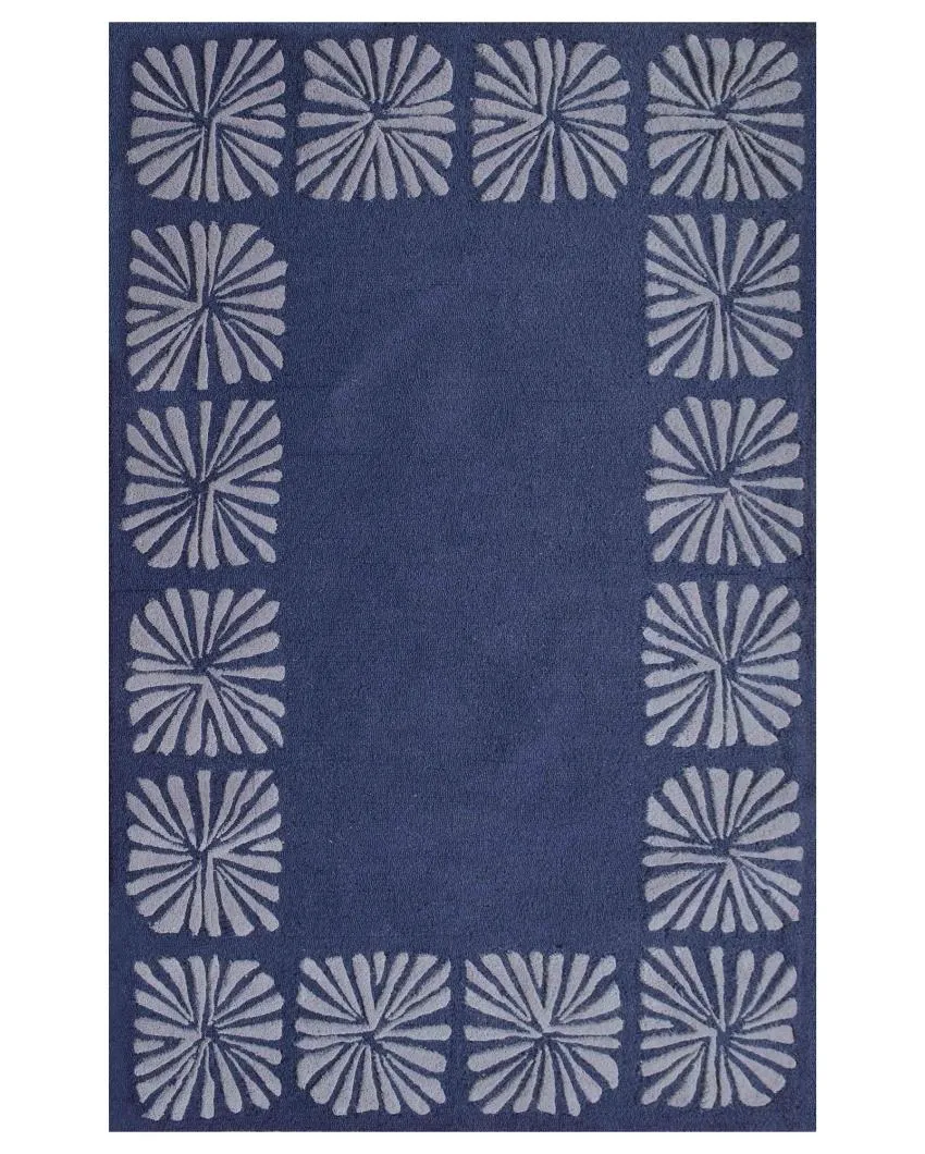 Abstract Blue White Hand Tufted Wool Carpet