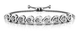 Adjustable Diamond Heart Link Diamond Bracelet with 0.54 ct.(finished) 2.7mm