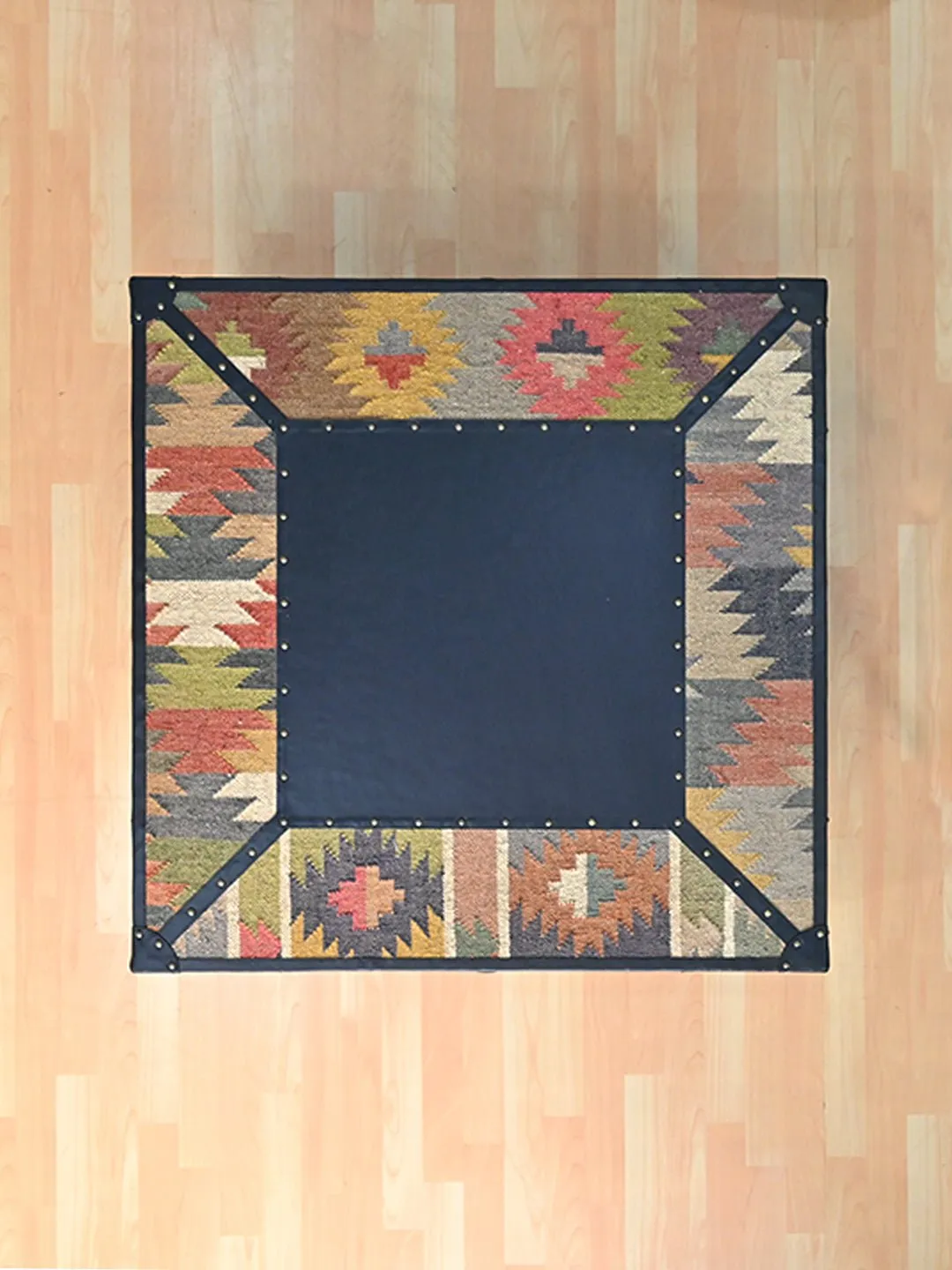 ADRIAN  COFFEE TABLE - KILIM AND LEATHER