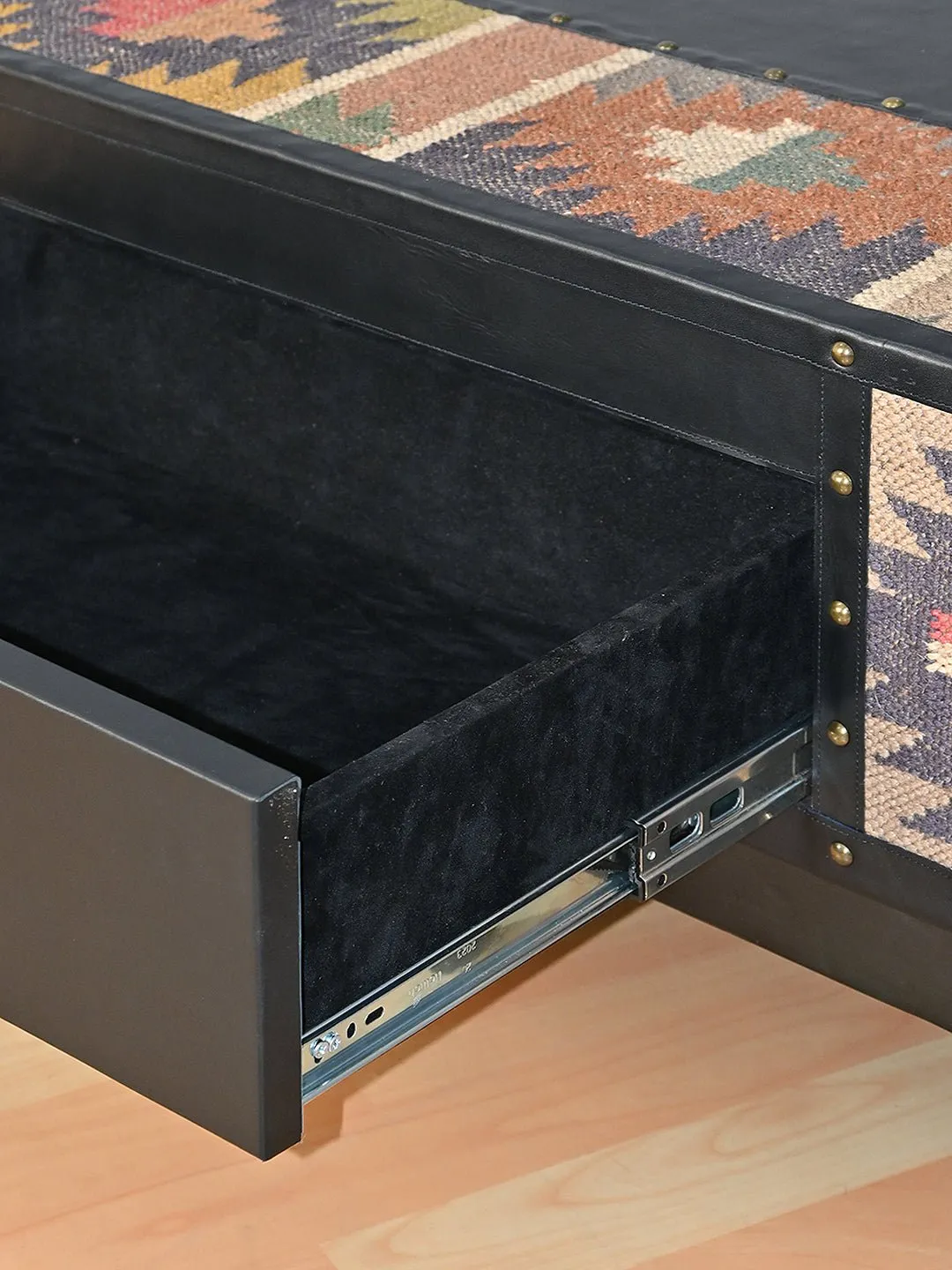 ADRIAN  COFFEE TABLE - KILIM AND LEATHER