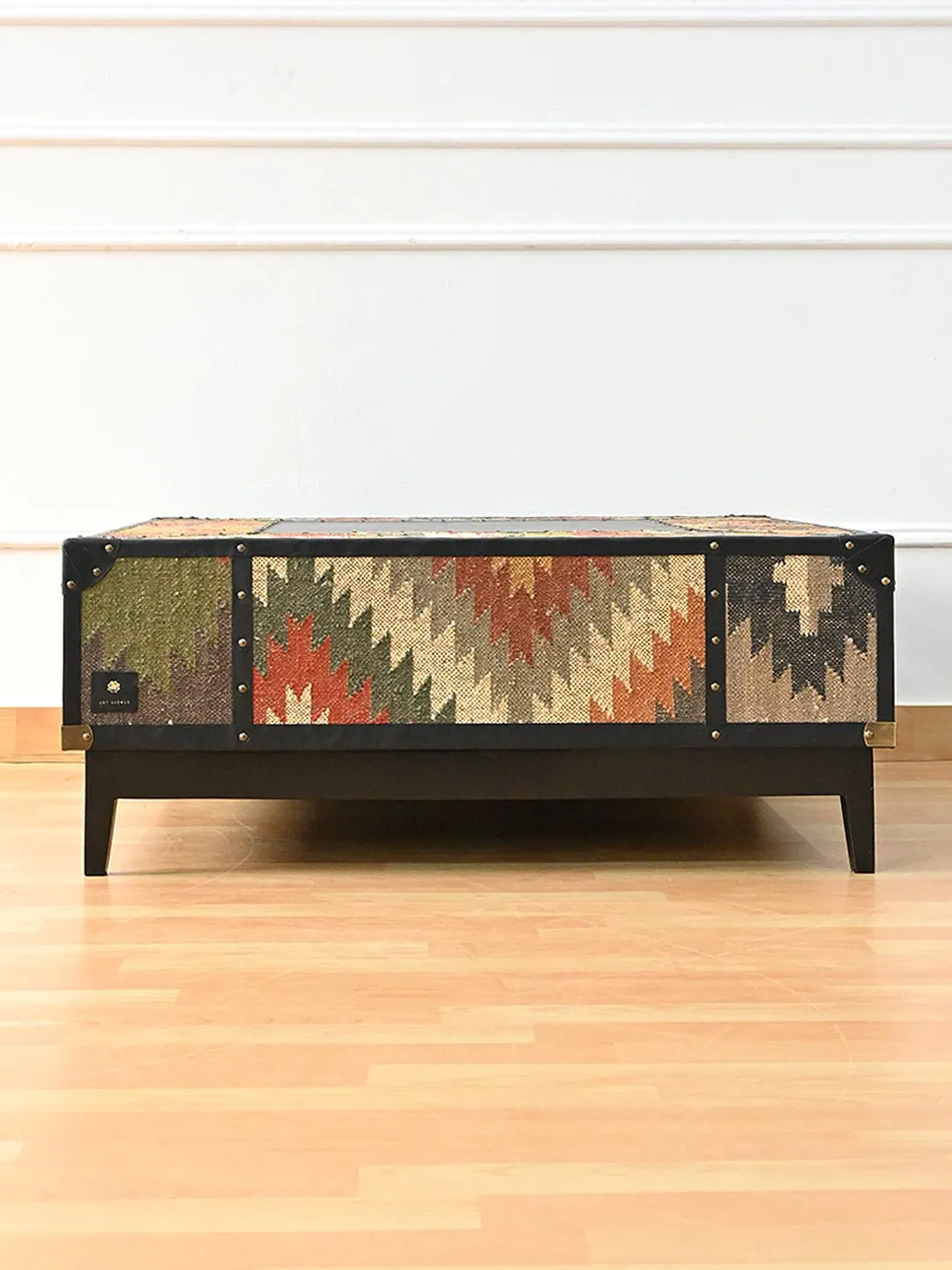 ADRIAN  COFFEE TABLE - KILIM AND LEATHER