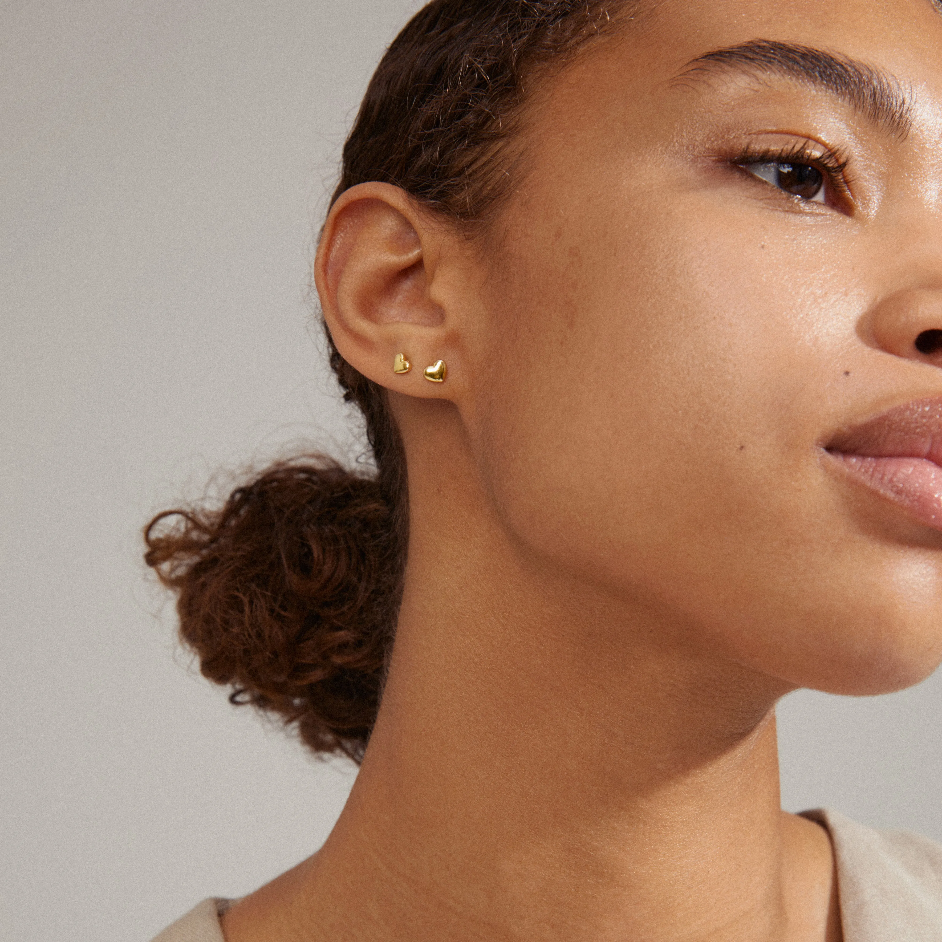 AFRODITTE recycled heart earrings 2-in-1 set gold-plated