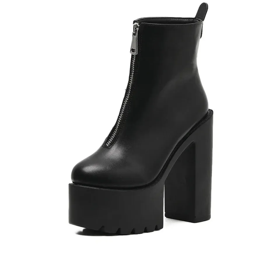 Aiertu Women's Shoes New Fashion Autumn Winter Chunky High Heel Black Wine Red Buckle Dress Party Female Ankle Boots 35-43