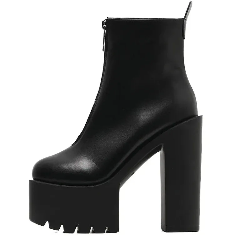 Aiertu Women's Shoes New Fashion Autumn Winter Chunky High Heel Black Wine Red Buckle Dress Party Female Ankle Boots 35-43