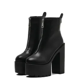 Aiertu Women's Shoes New Fashion Autumn Winter Chunky High Heel Black Wine Red Buckle Dress Party Female Ankle Boots 35-43