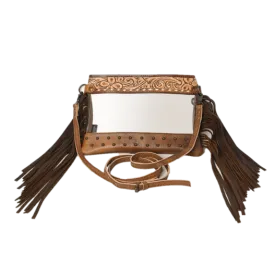 American Darling Hand Tooled Leather Fringe Clear Purse ADBG1174A