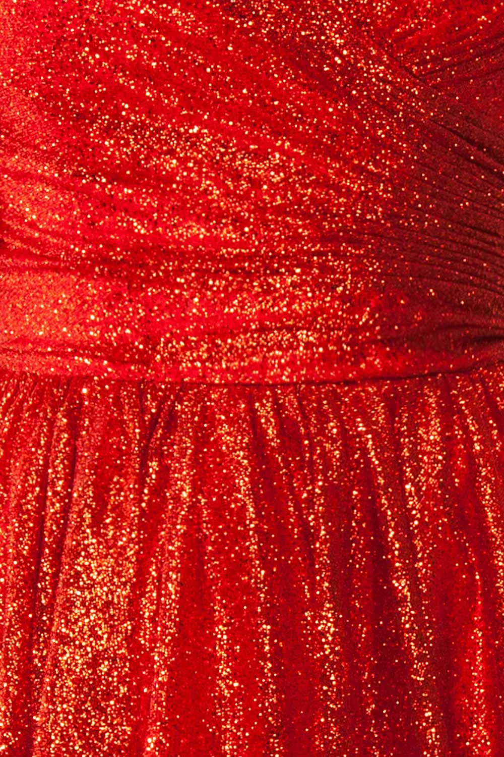 Anastriana Red | Sparkly Off-Shoulder Midi Dress