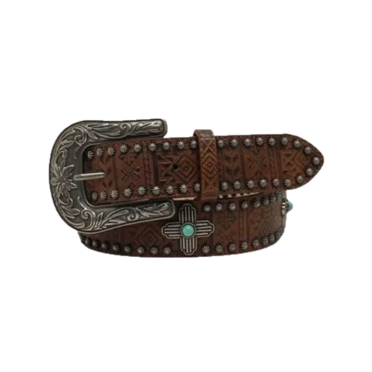 Angel Ranch Ladies Western Aztec Brown Leather Belt D140001002