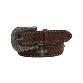Angel Ranch Ladies Western Aztec Brown Leather Belt D140001002