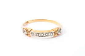 Antique Edwardian Rose Cut Diamond 14k 585 Yellow Gold Ring Band